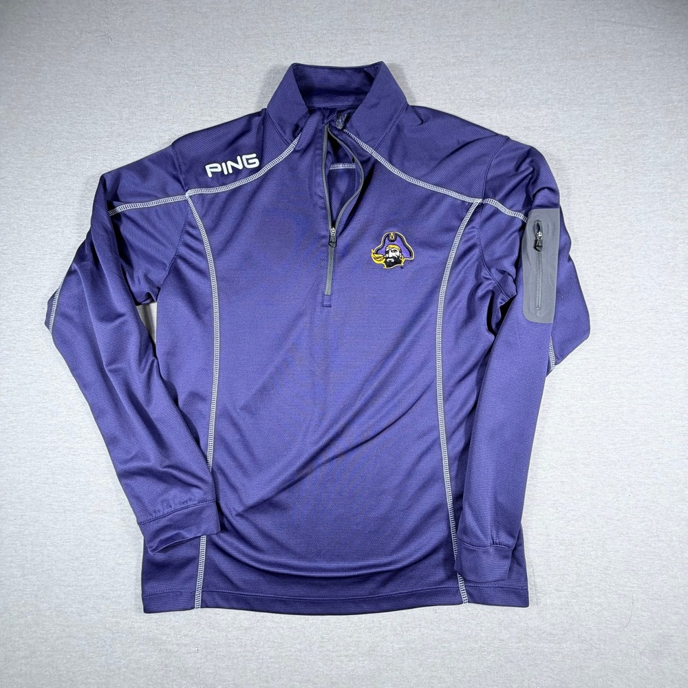 Ping NCAA East Carolina Pirates ECU 1/4 Zip Pullover Mens Medium Purple Football